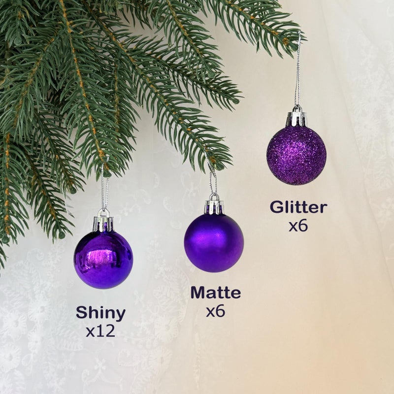 Emopeak 24Pcs Mini Christmas Balls Ornaments for Xmas Tree - 1.57 Inch Small Shatterproof Christmas Tree Decorations Hanging Ball for Holiday Wedding Party Decoration Purple - Image 4